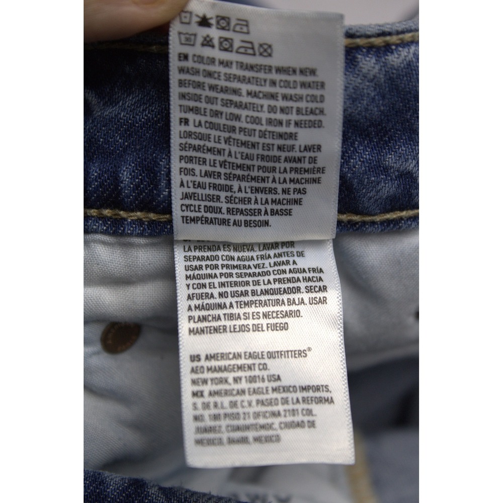American Eagle Super High Rise Baggy Wide Leg Jeans Raw Hem Womens 10 Regular - Picture 8 of 9